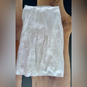 Womens J Jill 100% Linen White Midi Skirt Size Large Summer Flowy Side Zip EUC